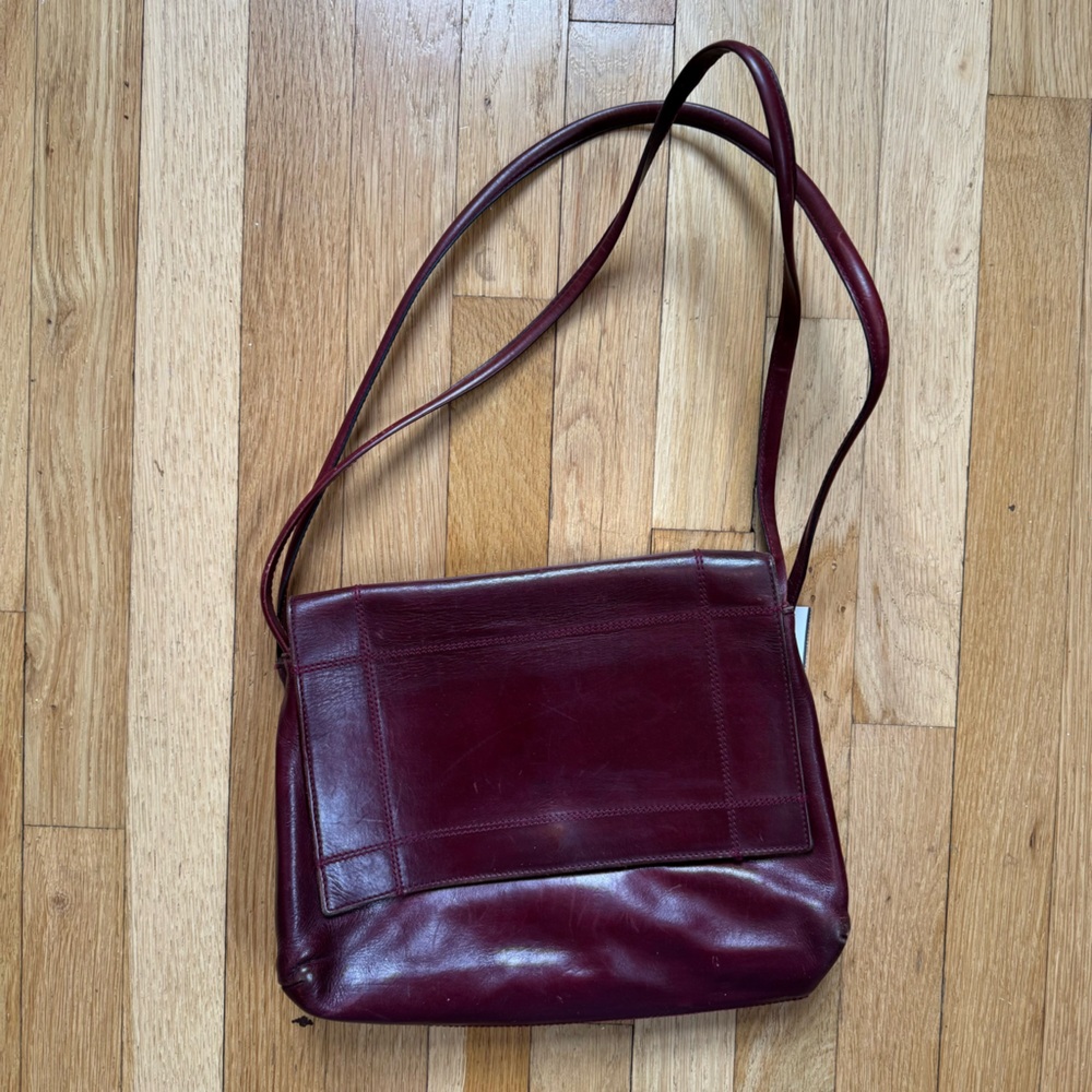 Classic Oxblood Leather Shoulder Bag
